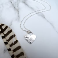 Image 5 of Handmade Sterling Silver Hammered Heart Pendant