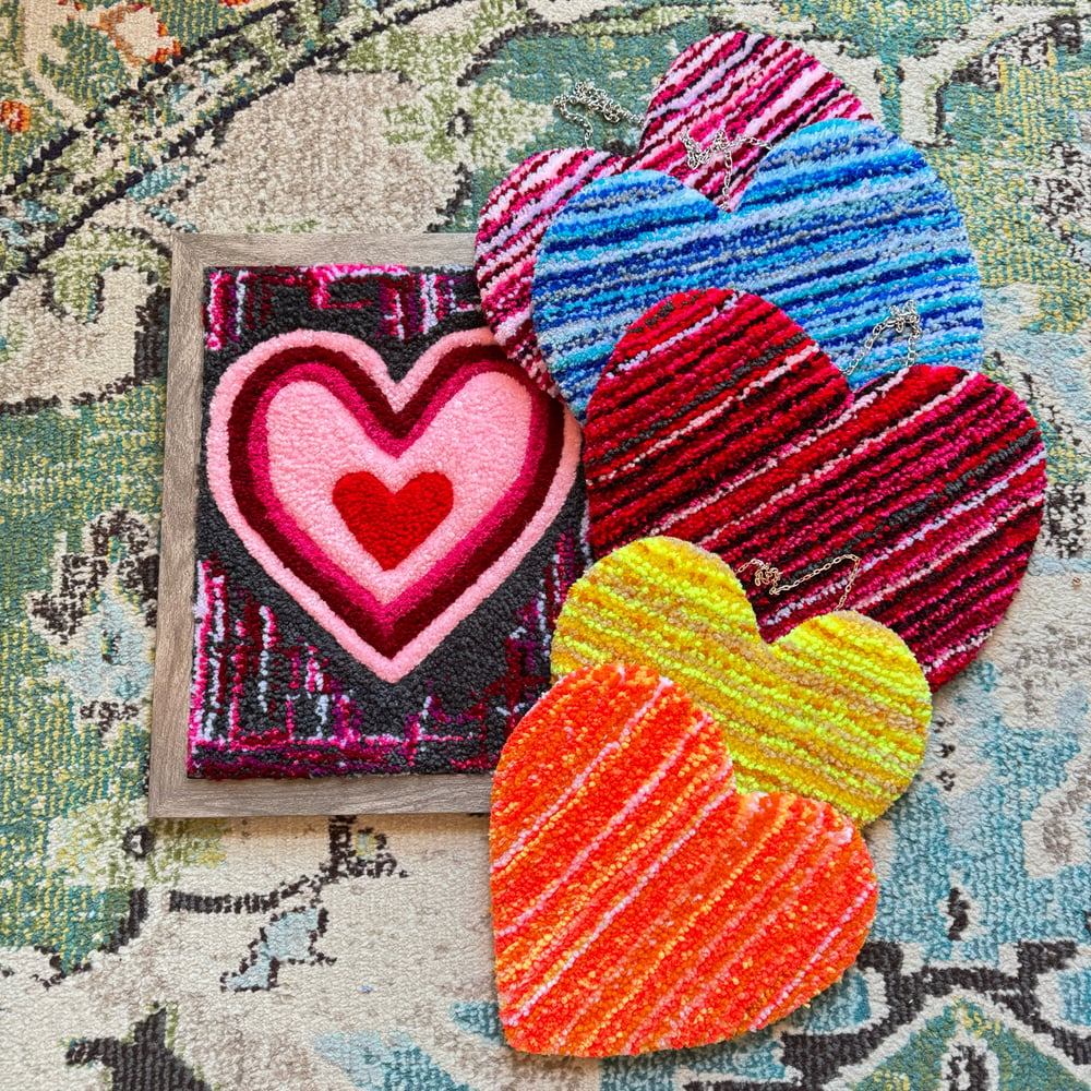 Image of Pink Static Heart Rug