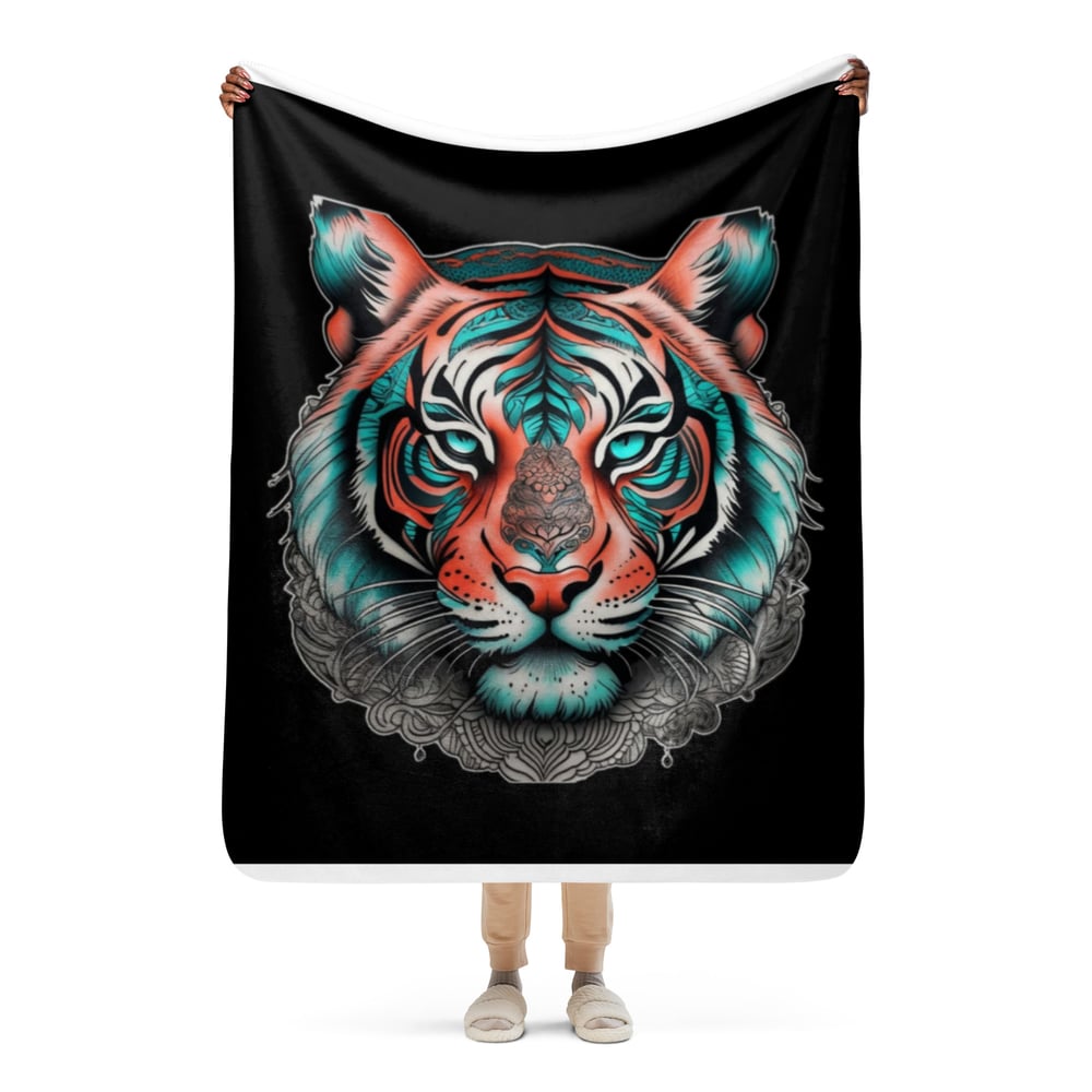 Sherpa Blanket Coral & Teal Tiger