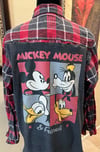 Vintage Red/Gray/White Flannel Shirt Mickey Mouse and Friends