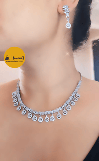 Image 1 of Julie White-Stunning American Diamond Necklace Set with Earrings