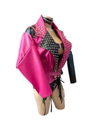 Image 3 of Black and pink bat wing jacket.