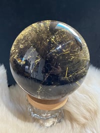 Image 13 of Golden Rutile In Smoky Quartz Sphere #1769