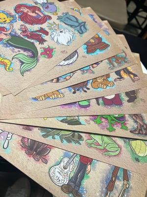 Image of 8”x10” Disney Inspired Travel Tattoo Flash Std Cardstock 10 Sheet Set w/ Lines