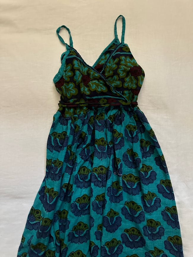 late 1960s rare India tapestry block print gauze maxi wrap dress 