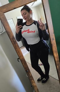 Image 2 of Good Girl Baseball Sleeve Babydoll Tee