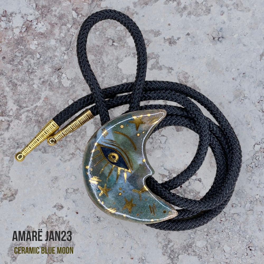 Image of Ceramic Blue Moon - Bolo Tie 