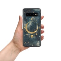 Image 4 of Blue and Gold Celestial Moons Design Clear Case for Samsung®