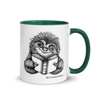 Image 15 of Book Reading Sloth Coffee Mug Line Art by CrystalsArtPaws