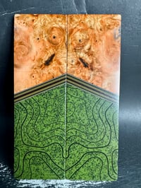 Image 2 of Box Elder Burl & OD Green TOPO Grip-Tec Segmented Knife Scales