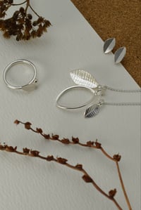 Image 4 of Small silver leaf stud earrings - Fold collection 