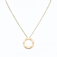 Image 1 of Gold Love Circle Pendant Necklace Quality Stainless Steel Unisex Fashion Necklace