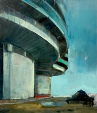 Image 1 of Painting / maleri / "ISLANDS BRYGGE – Malerdrømme og tankestreger – Siloerne" / 60x70 cm