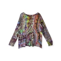 Image 1 of 3XL Ladies Long-Sleeve Stretch Tee in Bold Geode Ice Dye