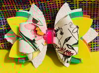 Image 5 of White floral neon bow