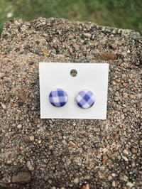 Image 2 of 15mm Gingham Button Earrings