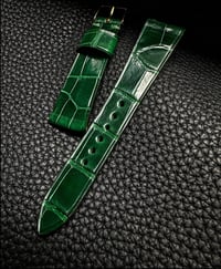 Image 1 of Glazed Emerald Alligator watch strap - vintage cut