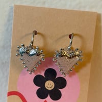 Image 2 of Dotty Heart Half Hoops - Stainless