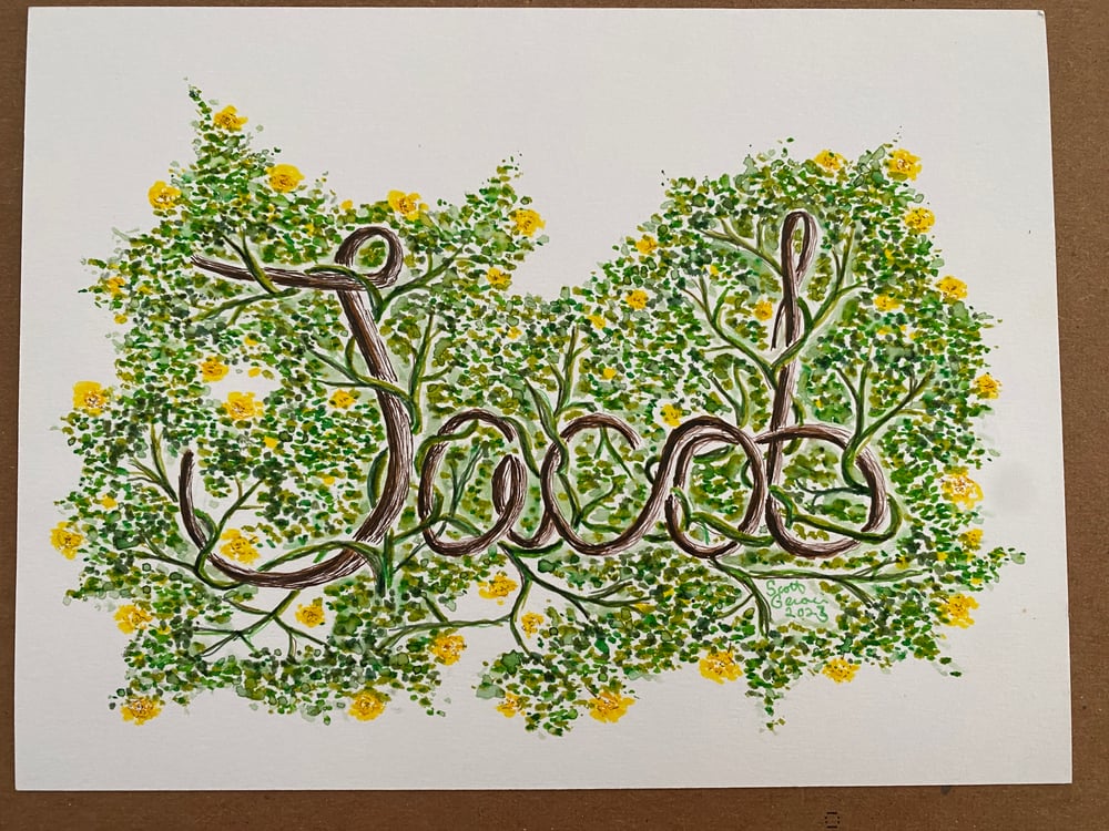 Image of Custom Illustrated Name with Vines (Color)
