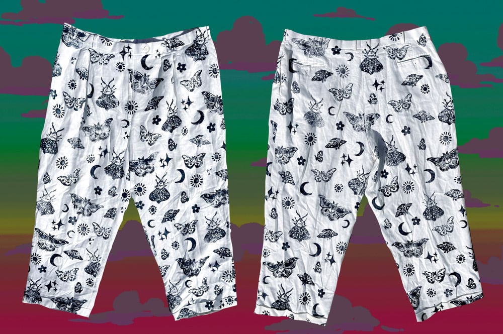Image of READY TO SHIP Black and White Celestial Moth Pants- Size 20 or 22