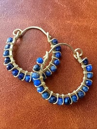 Lapis Lazuli Hoop Earrings (Brass)