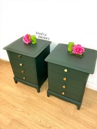 Image 5 of Stag Bedside Cabinets - Stag Bedside Tables - Chest of Drawers painted in dark green