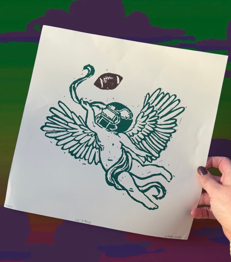 Image of MADE TO ORDER- Lil’ Eagle Handcarved block print design 