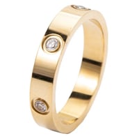 Image 1 of Luxury Shiny Rotating Circle Crystal Ring Stainless Steel Rose Gold Love Ring