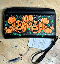 Image 1 of RTS Hand Painted Large Checkbook Wallet- Pumpkin Family
