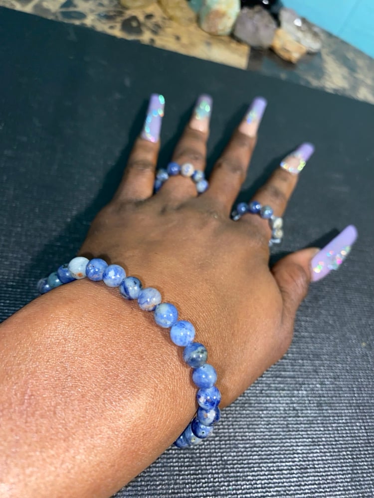 Image of Sodalite Bracelet & Ring Beaded Set