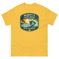 Image 1 of Marty's Surf Shop Ride the Waves Unisex T-Shirt Vintage Surf Graphic Tee