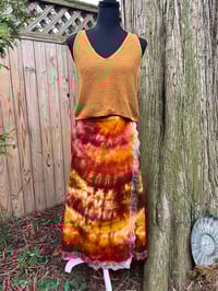 Image 1 of Lace trim midi wrap skirt Large