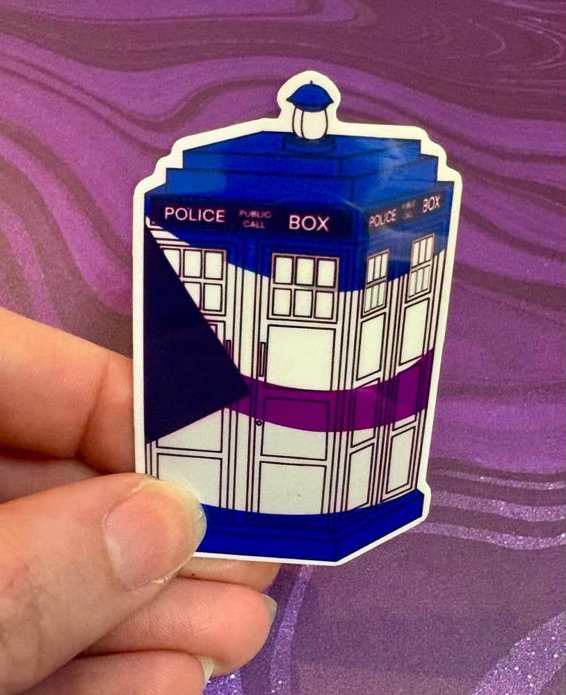 Image of Demisexual Pride Tardis Sticker
