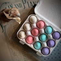 Image 1 of Set of 12 Spun Cotton Eggs, Vintage Easter Style Pastels