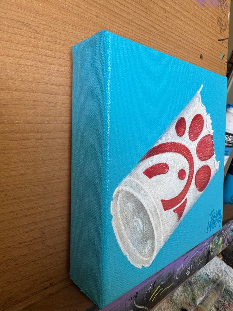 Chick-fil-la styrofoam cup painting on Canvas!