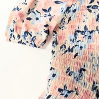 Image 4 of BCBG Girls Pink and Blue Smocked Sundress with Puff Sleeves