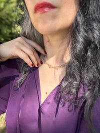 Image 7 of Collier draperie plaqué or, filigrané, début 1900!