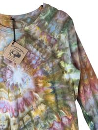 Image 3 of XL Ladies Long-Sleeve Stretch Tee in Earthy Spiral Ice Dye
