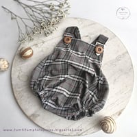 Image 1 of Christian romper size 9-12 months - grey plaid