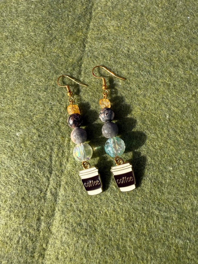 Image of Cute coffee cup earrings ☕️🩶✨