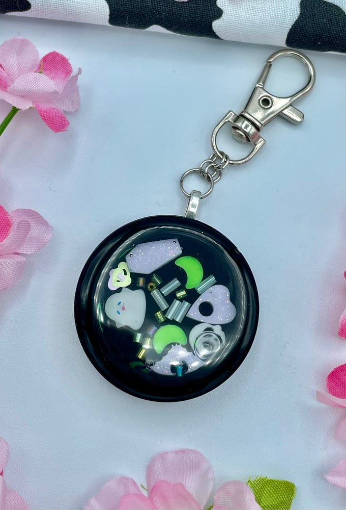 Image of Keychain - Black Circle with Halloween goodies