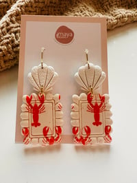 Handmade Polymer Clay Earrings - crawfish Earrings - Coastal 
