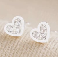 Image 1 of Lisa Angel Tiny Crystal Heart Earrings