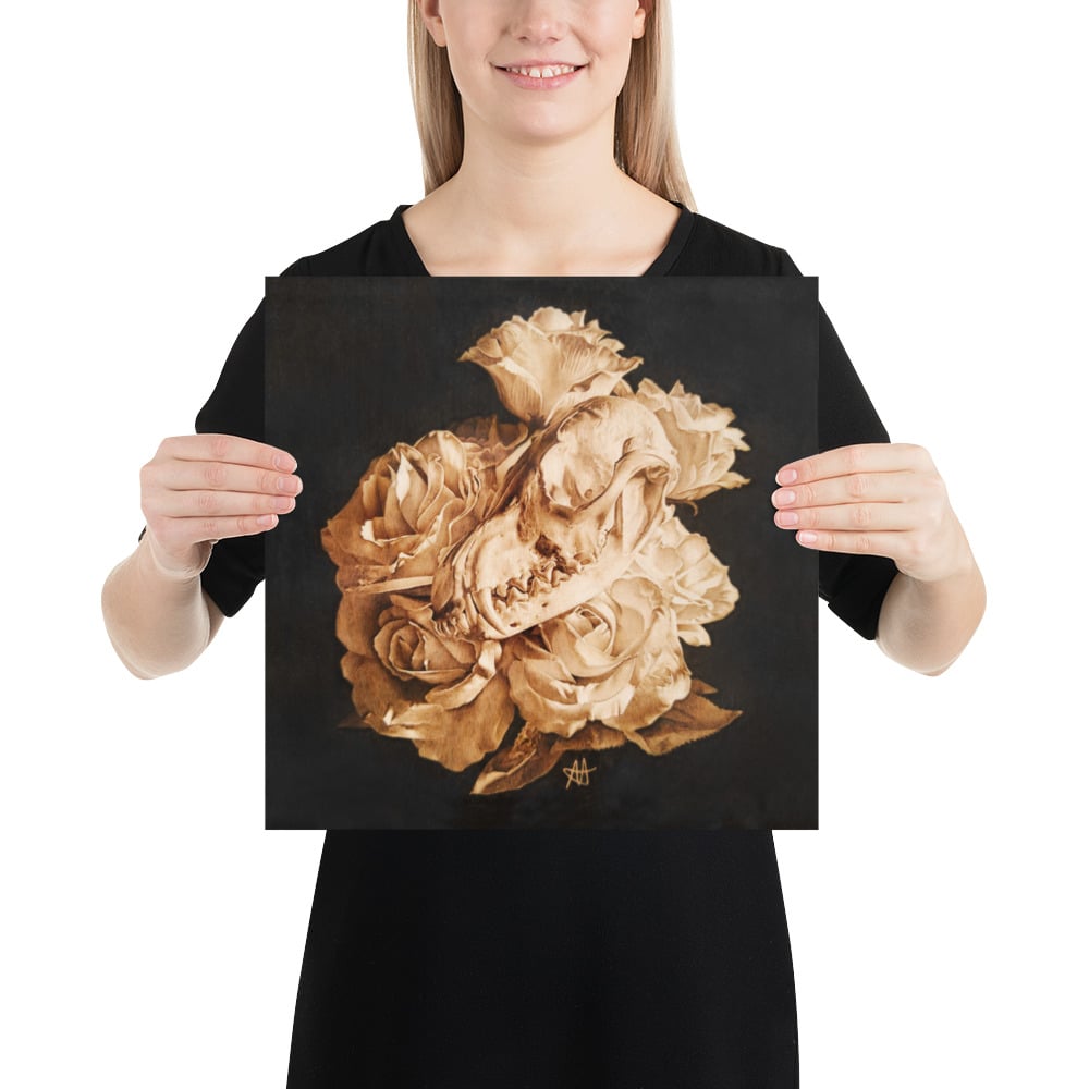 Photo Print: Fox Skull and Roses