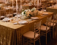 Image 2 of Velvet 90"x156" Rectangular Tablecloth - Mustard 