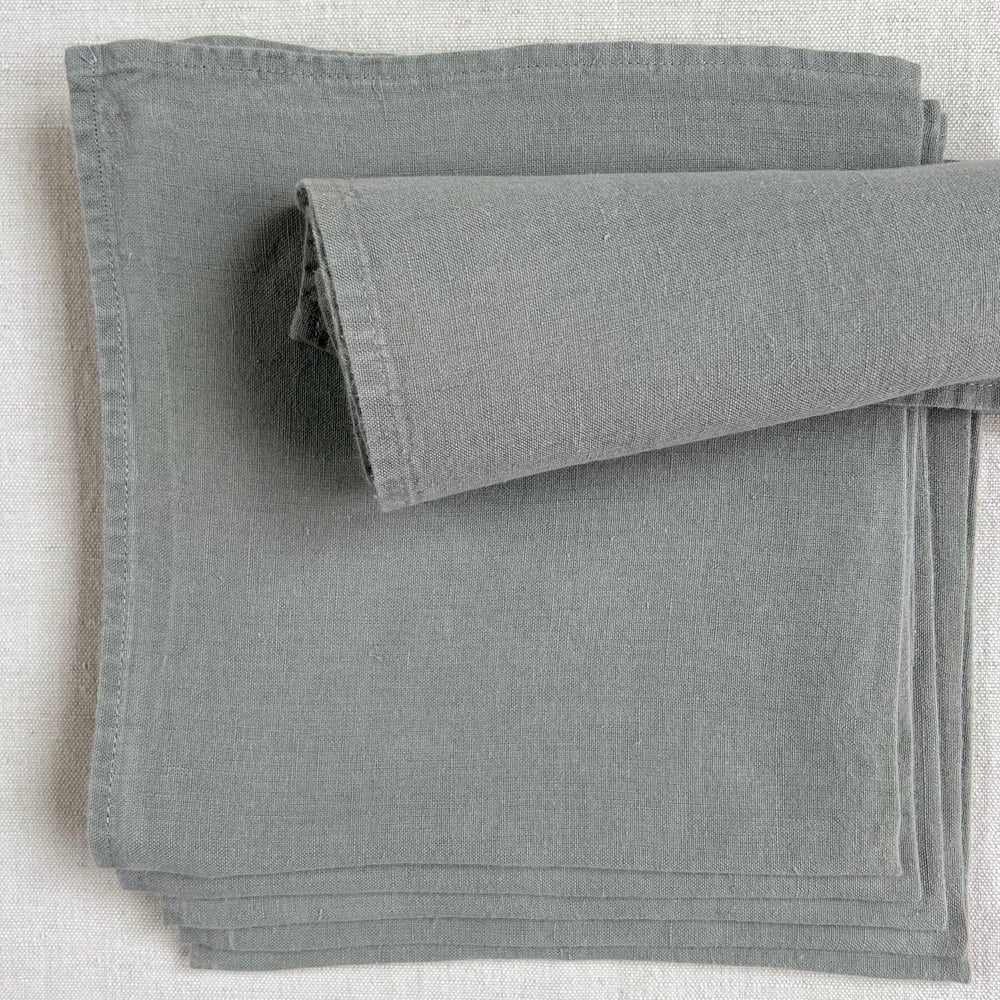 Image of -20% Jeu de 6 serviettes de table en lin Gris béton