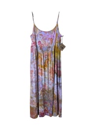 Image 2 of L Jersey Knit Long Sundress in Muted Warm Watercolor Ice Dye