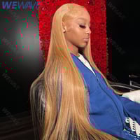 Image 1 of #27 Honey Blonde Human Hair Straight Wig