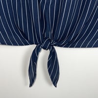 Image 5 of NAUTICA sleeveless stripe front tie blouse top