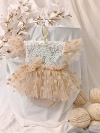 Image 1 of Photo prop | Newborn photoshoot dress | Rosetta | peach | off white